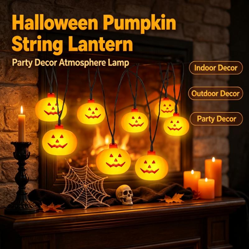 Outdoor Lighting Halloween - Zasilane bateriami lampki w kształcie dyni