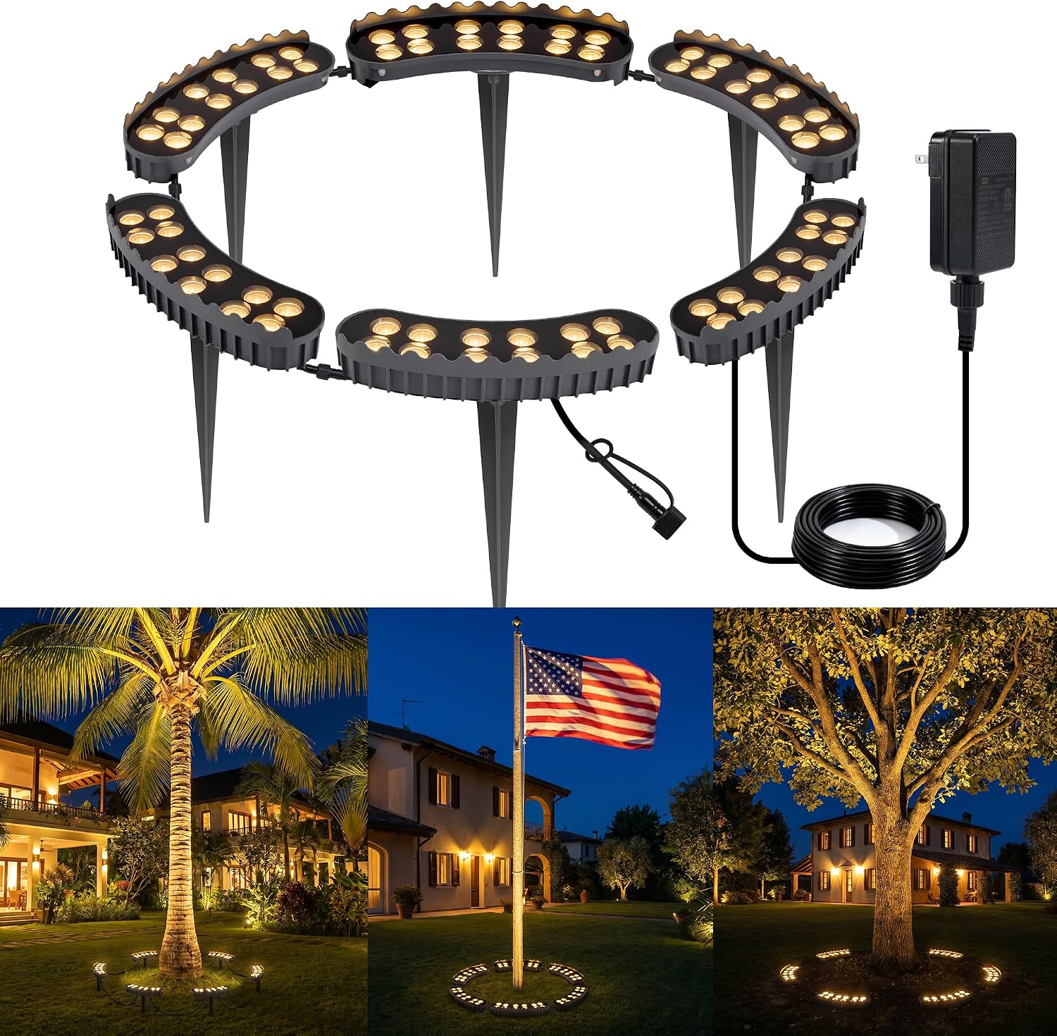 Outdoor Lighting Low Voltage - Zewnętrzne lampki pierścieniowe na drzewa, zestaw