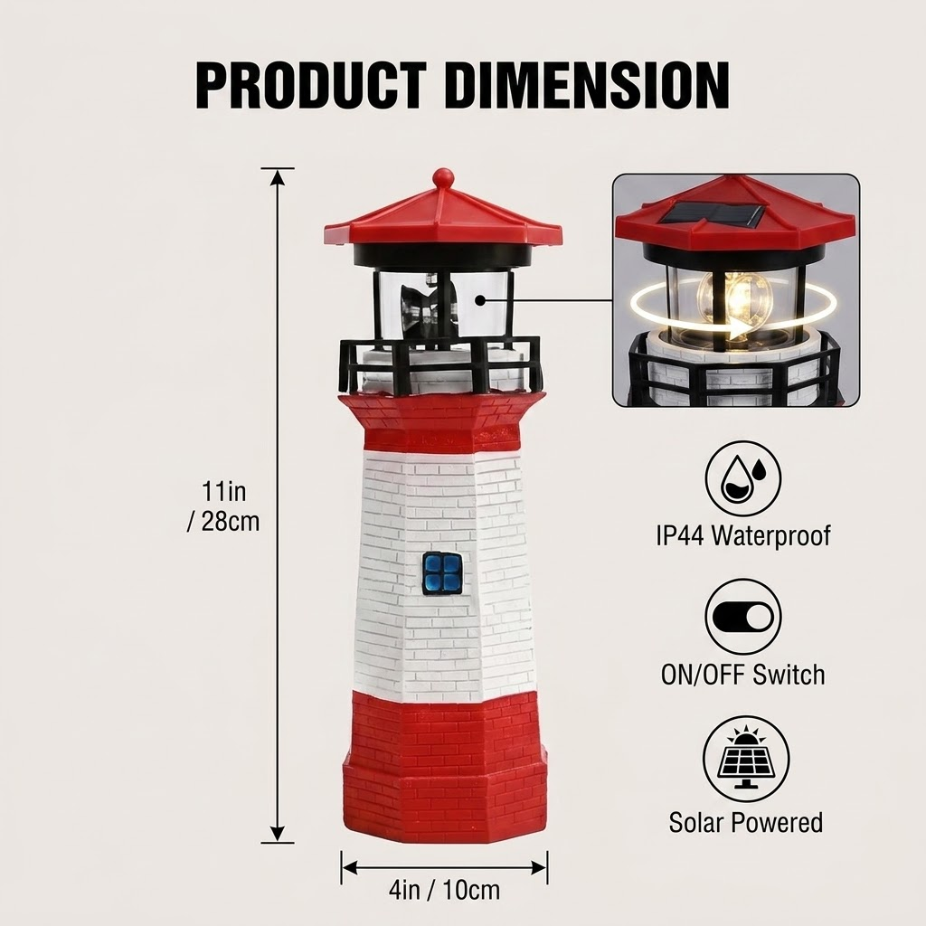 Solarna czerwono-biała figurka – Outdoor Lighting Beacon recenzja i cena